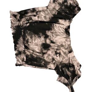 Derek Heart Black and White Tie-Dye Pajama Pants And Cropped Shirt.